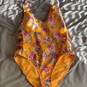 Yellow Floral One Piece Swimsuit